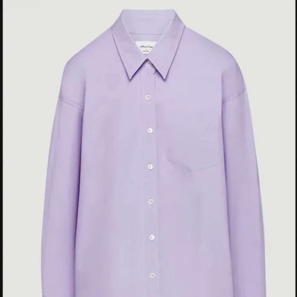 Aritzia Wilfred Free Relaxed Button Up Shirt, lilac purple, M